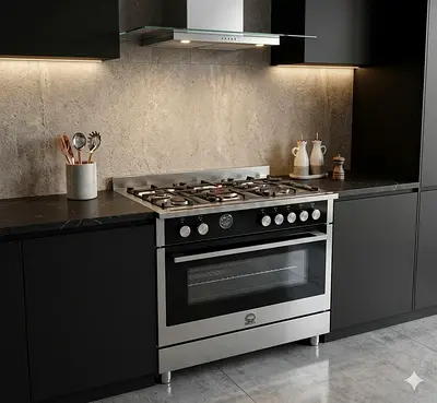 La Germania latest model gass/electric 5 burner top gass oven electric fan cooking range 90x60 by yw