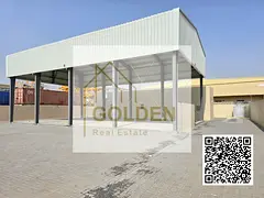 industrial yard with 80 kW power, 15,000 sq ft total area, and a well-equipped warehouse setup on an