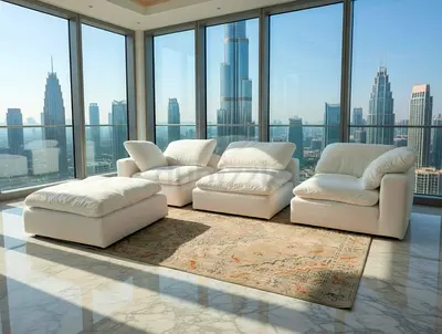 Marina home Luscious feather 🪶 filled modular sofa with footstool