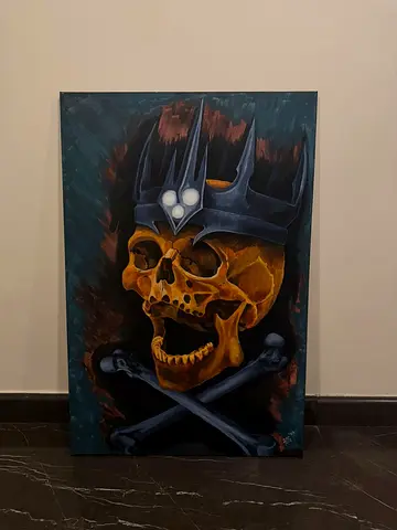 Original skull and crown painting on canvas 120X80