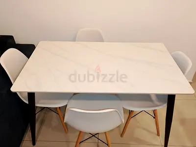 Modern Marble Top Dining Table with Chairs