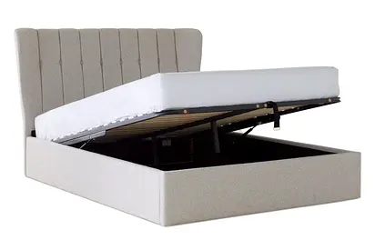 Open wings headboard king ottoman bed