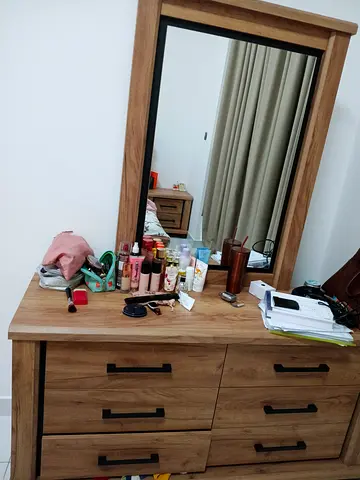 Dresser with large mirror and 6 drawers —  flawless. Master Bed, master bed mattress, 2 side tables