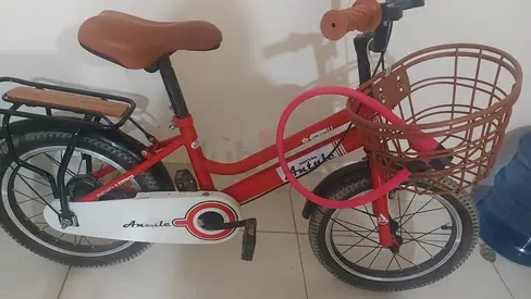 Urgent sale    Kids Red Bicycle with Basket and kids scooter. ( both combined)