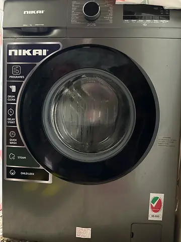 Blackish grey Nikai front-load washing machine - fully automatic working condition