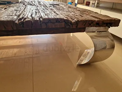 Marina Home, Reclaimed Solid Wood Coffee Table, with Curved Chrome Legs