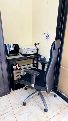 My high-back ergonomic fully  adjustable office chair with compact adjustable computer desk (set)