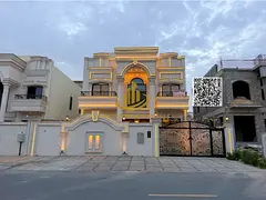 Luxury villa with direct park view, elegant classic design, premium stone finishing, spacious layout