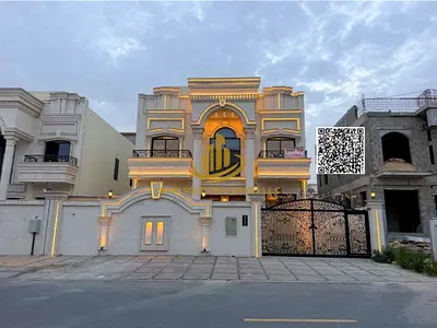 Luxury villa with direct park view, elegant classic design, premium stone finishing, spacious layout offering comfort and privacy in prime location