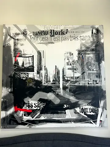Marina Home Large New York Collage Canvas Wall Art - Black, White  Red
