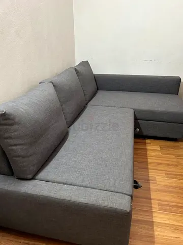 Grey L-shaped Corner Sofa with Chaise - Good Condition