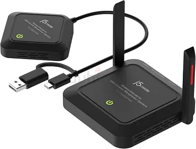 j5create Wireless Extender for USB Webcam, Microphones, or Speakers, Ideal for Streaming  Conferenc