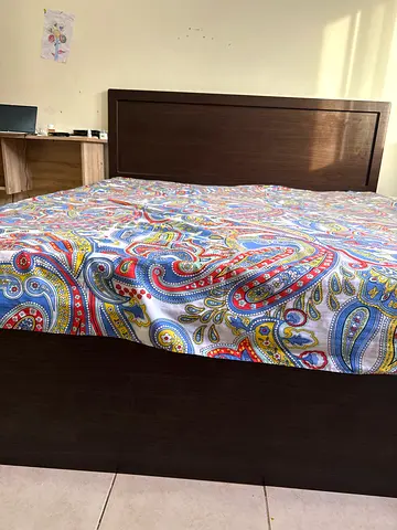 Dark wood bed frame with headboard (used)