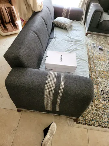 Dark grey fabric convertible sofa bed - used, good condition