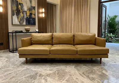 West elm three seater leather sofa