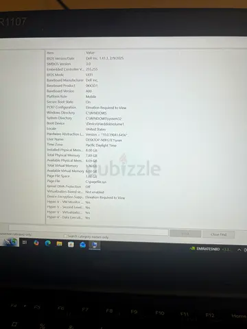 Used laptop — system information shown (see photo)