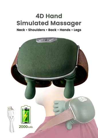 Massager Neck and Shoulder Massager 4D Deep Kneading With Dual Heat Cordless Rechargeable Soft Silic