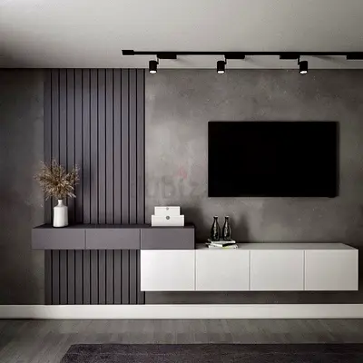 My modern floating TV entertainment unit (wall-mounted console)
