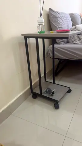 Compact wheeled nightstand / side table with lower shelf