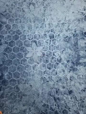 Grey-blue abstract floral area rug