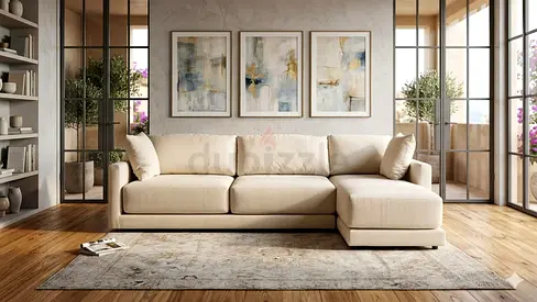 Crategbarrel L Shape Sofa Beige excellent condition