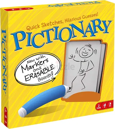 Pictionary Board Game by Mattel Games - Includes markers  erasable boards