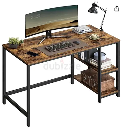Sturdy Modern Office Desk with Shelves (New: 290 AED)