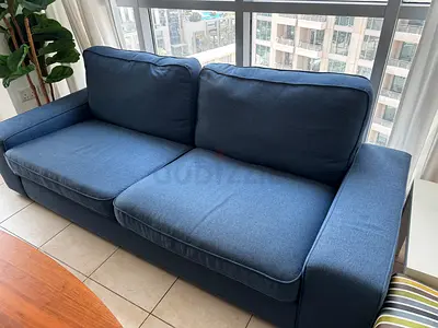 Blue 2-Seater Fabric Sofa - Lightly Used
