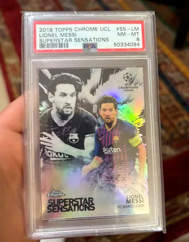 PSA Graded 2018 Topps Chrome UCL Lionel Messi Superstar Sensations Trading Card (NM-MT)