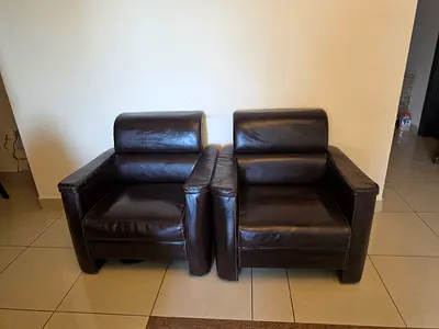 3+2 Dark Brown Leather Sofa