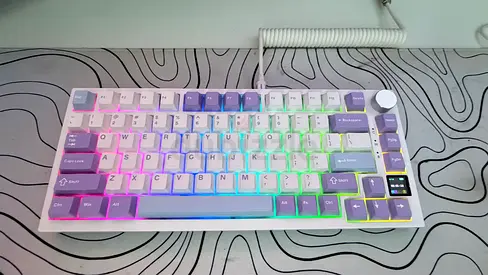 EpoMaker Ajazz AK820 PRO [CUSTOM] Mechanical Keyboard + White Coiled Type C Cable.