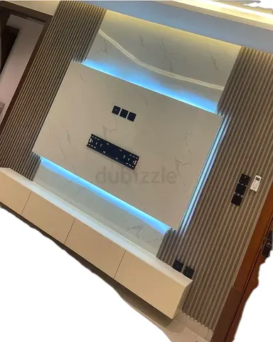 Brand New TV unit with marble-look panel and LED backlight