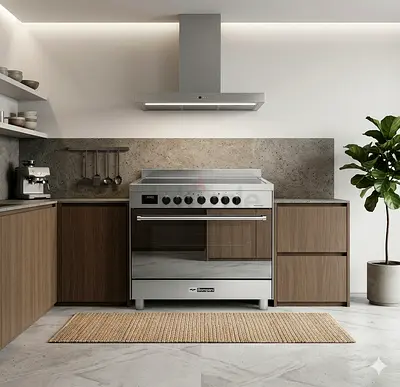 Bompani latest model full electric ceramic 5 hobs stove oven fan cooking range digital timer 90x60h