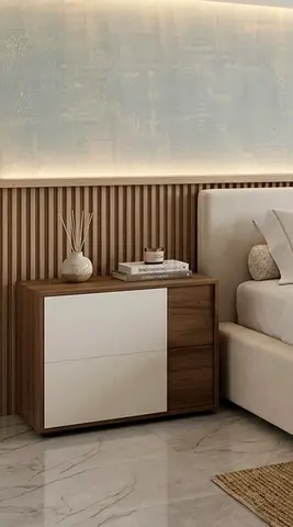 Modern Bedroom Set  (Wood and White)