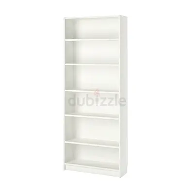 white 6-shelf bookcase  — sturdy, good condition- Billy