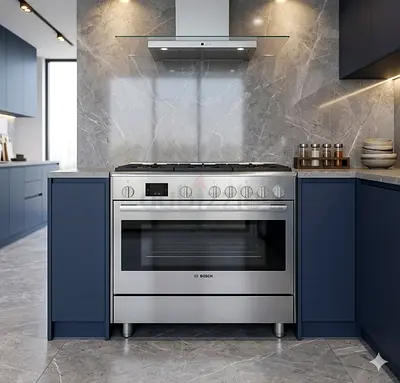 Bosch latest model series 6 gass/electric 5 burner top gass oven electric dual.fan stove 90x60 jsug