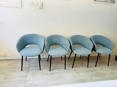 Set of 4 Modern Light Blue Upholstered Dining Chairs