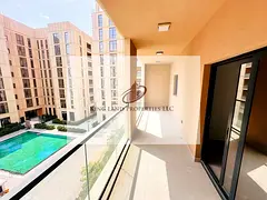 Brand new 3bhk with balcony close kitchen with maid room pool Gym Parking all free for rent Al mamsh