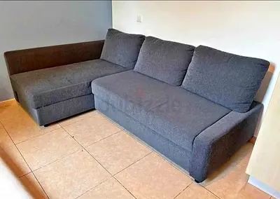 Grey L-shaped Sofa with Chaise - Good Condition