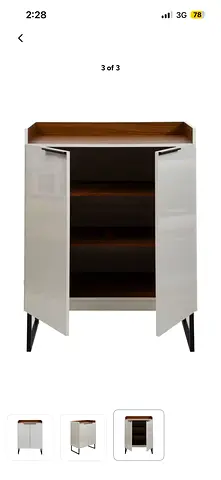 Denitass Double Door Buffet White/Brown 80x47x111cm