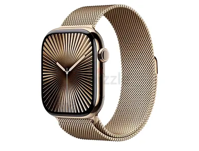 Apple Watch Series 10 Gold Titanium Case with Gold Milanese Loop with AppleCare+