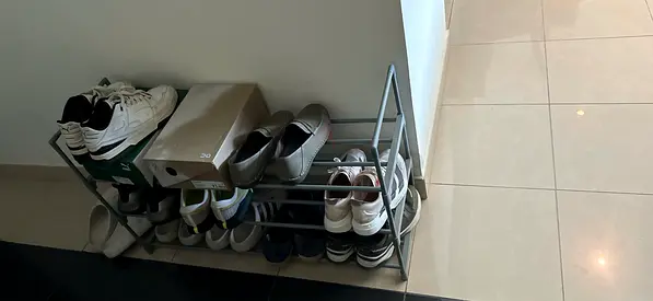 SONGMICS MLSA303G01 3-Tier Metal Shoe Rack for 12 to 15 Pairs, 30 x 92 x 55cm, Stackable Shelf, Gray