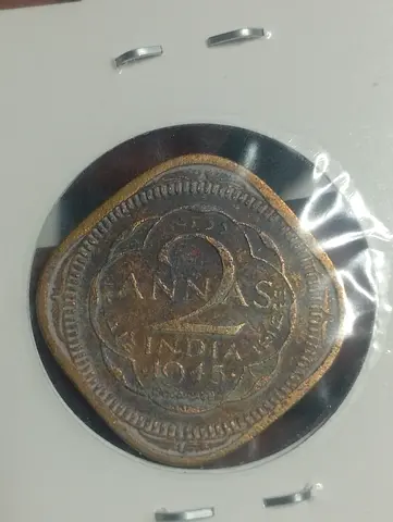 1945 British India 2 Annas Coin (Vintage Collectible)