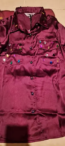 Brand new Retro disco  style party satin blouse