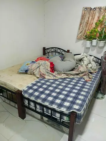 Steel bed with mattress