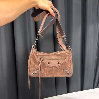 Balenciaga Le Cagole Brown suede shoulder/crossbody bag — gently used