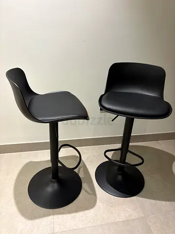 2x Premium Black Swivel Bar Stools - Excellent Condition