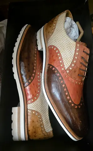Melvin  Hamilton Ostrich Leather Mens Shoes - EU 47 (boxed).  Brandnew.  Never Worn. AED 490 Only!
