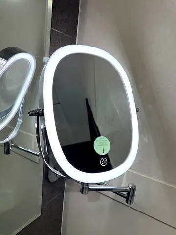 Wall Mounted Lighted Makeup Mirror, Wireless  Rechargeable, Double Sided 1X/7X Magnifying, 3 Colors