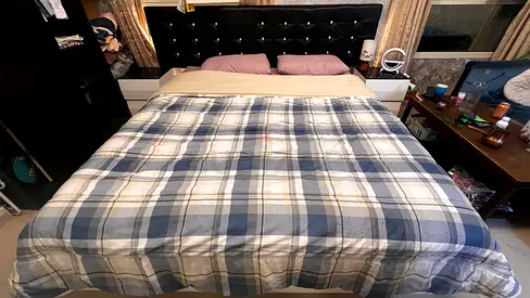 Modern White Nightstand with Lamp